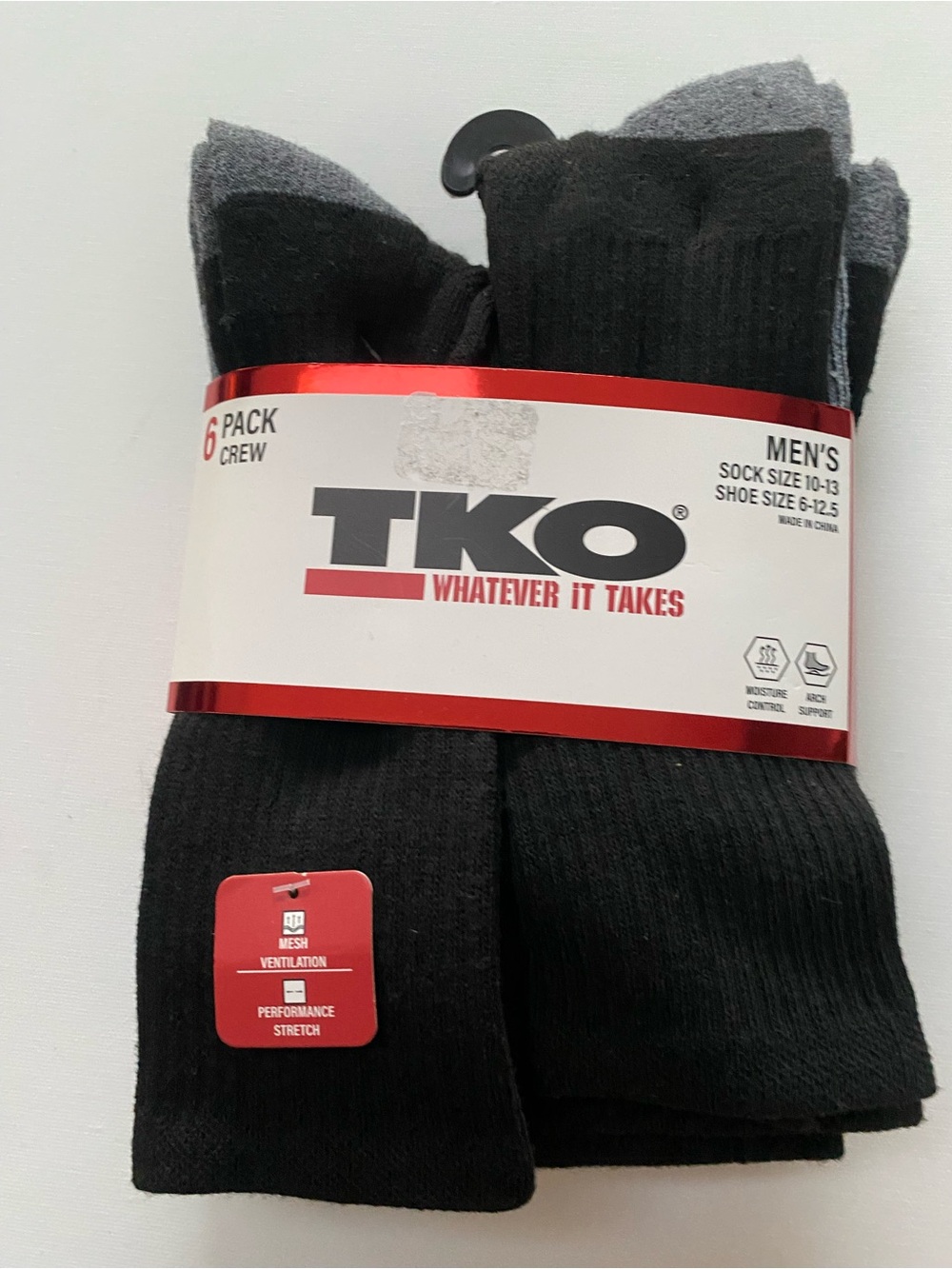 Brand New With Tags (NWT) TKO Men’s Performance Crew Socks - 6 Pair Pack